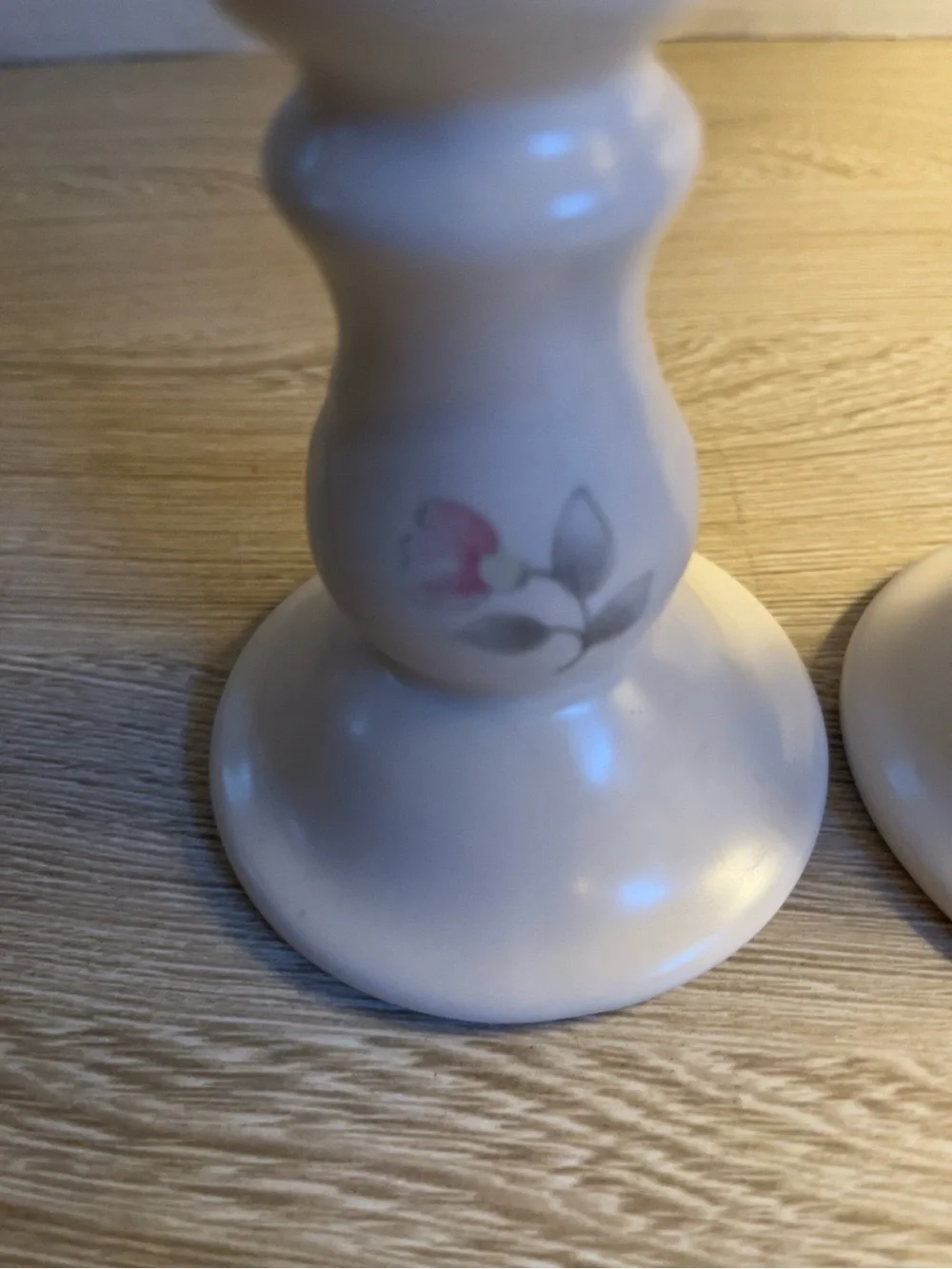 Vintage Pfaltzgraff Floral Ceramic Candlestick Holders Pair 5” White Blue Pink